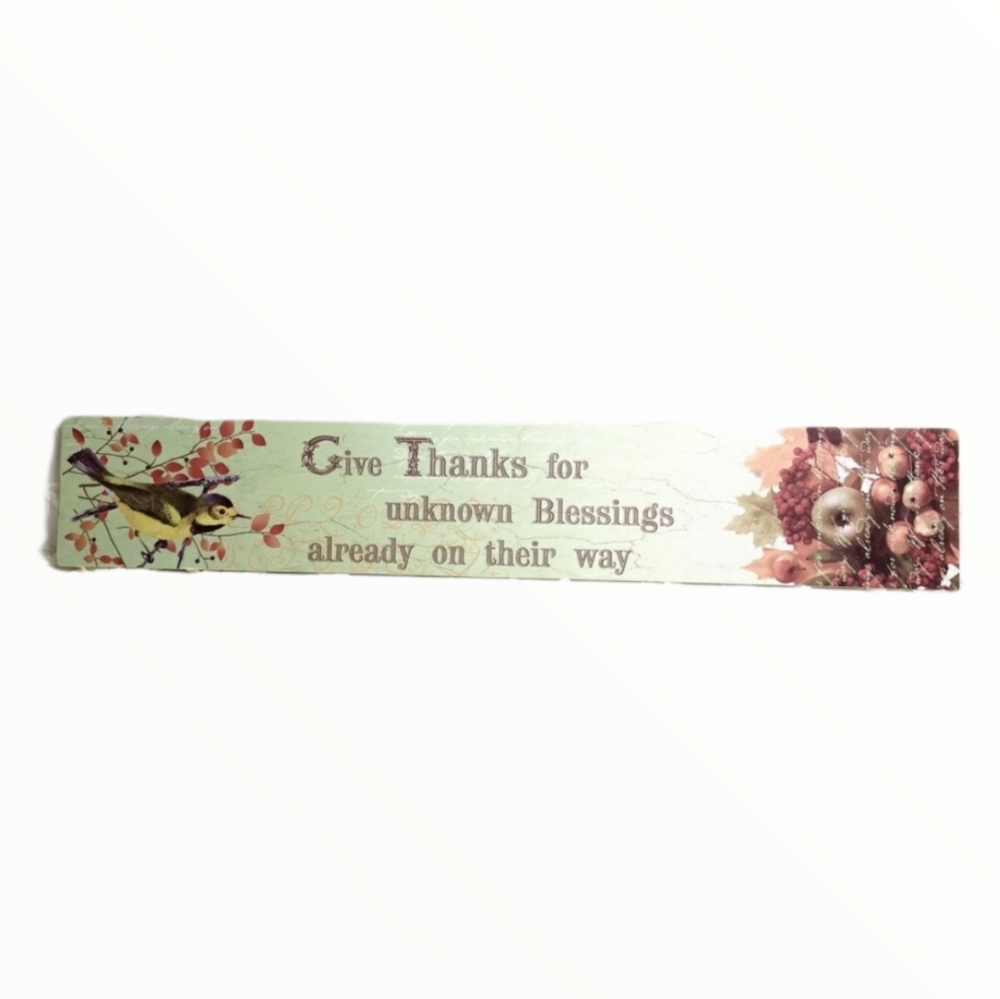 Thanks Thanksgiving Wall Plaque 23” x4” Blessings